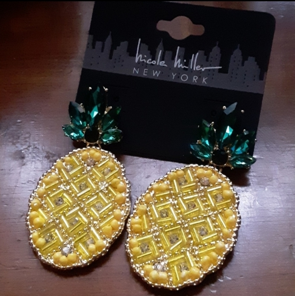 Nicole Miller Statement Pineapple Earrings